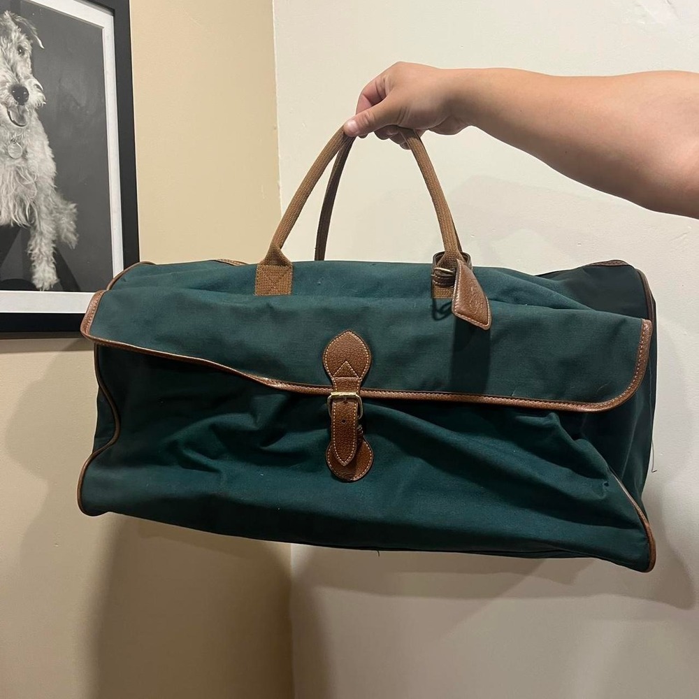 Vintage 1990s polo Ralph Lauren forest green duffle weekender tote shoulder bag
